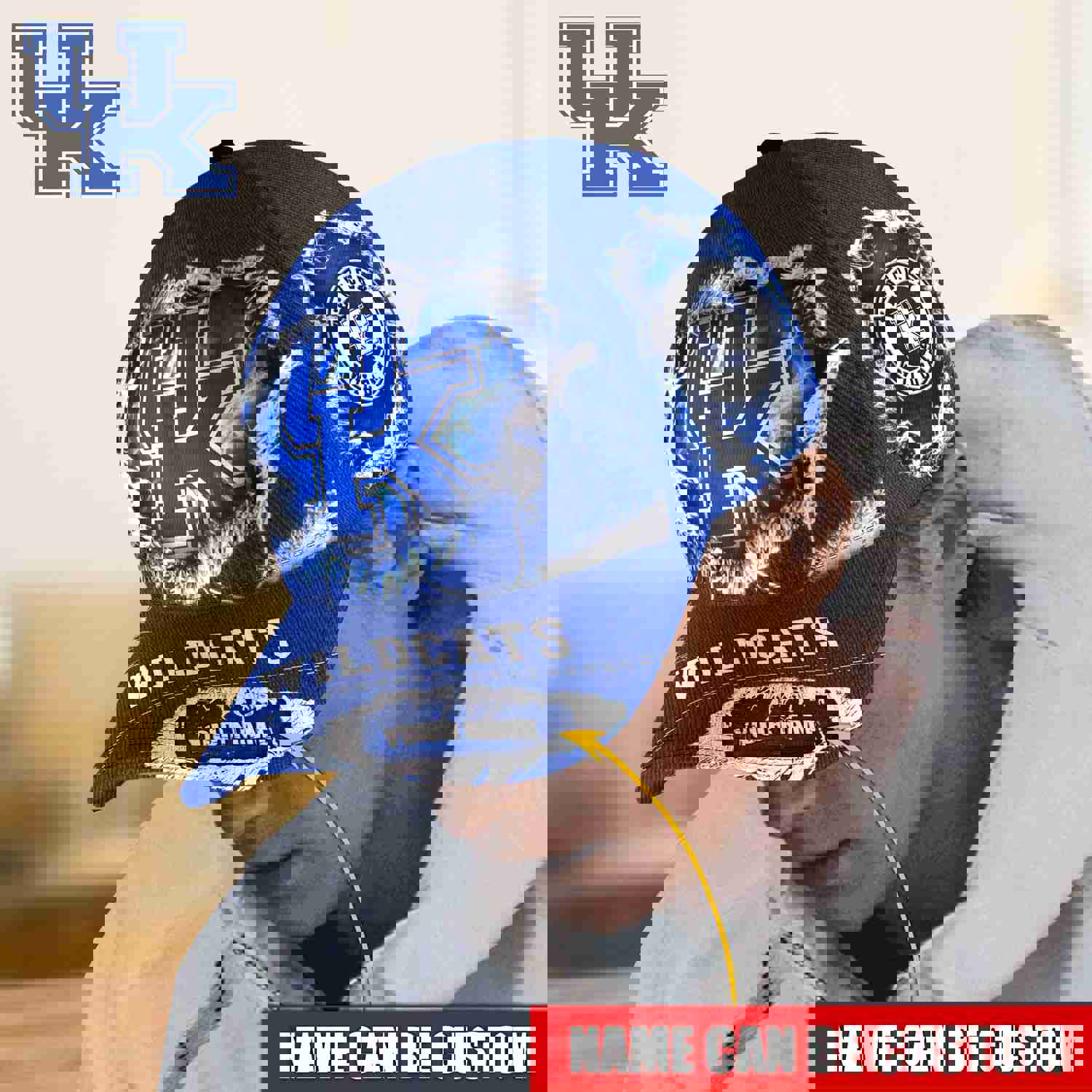 Custom Kentucky Wildcats Baseball Cap with Name Print