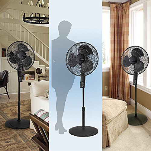 Lasko S16612 Oscillating 16″ Adjustable Pedestal Stand Fan with Timer, Thermostat and Remote