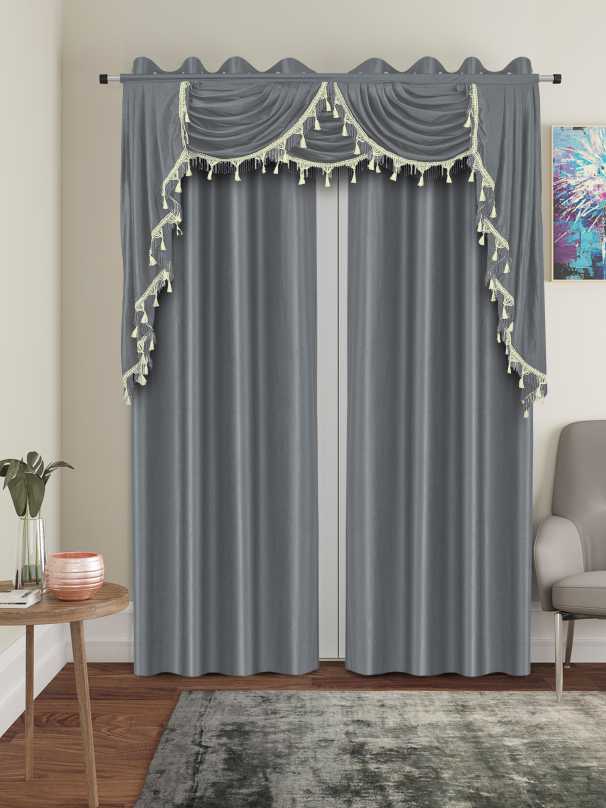 One Triple Waterfall Valance with Swag - 15 Colors Available