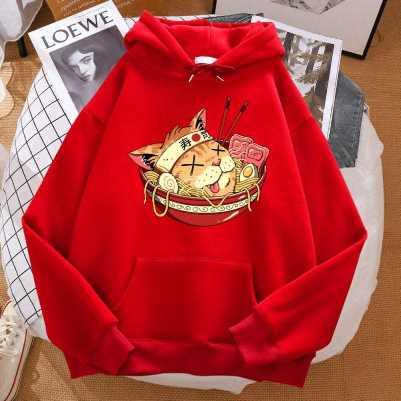 Cat Ramen Long Sleeved Hoodie