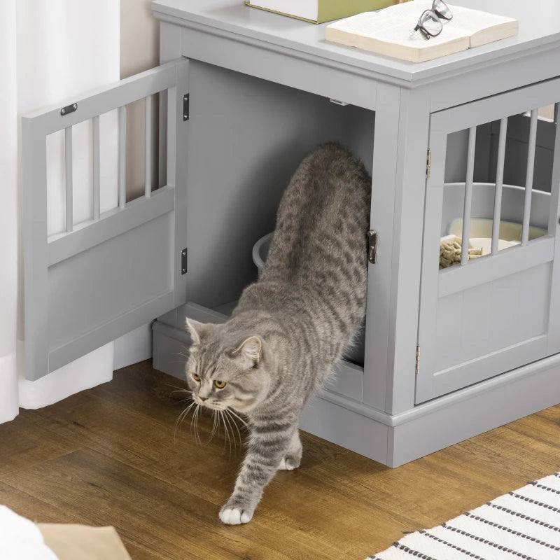 PawHut Cat Litter Box Enclosure with Magnetic Doors, Multi-Functional Side Table for Indoor Use
