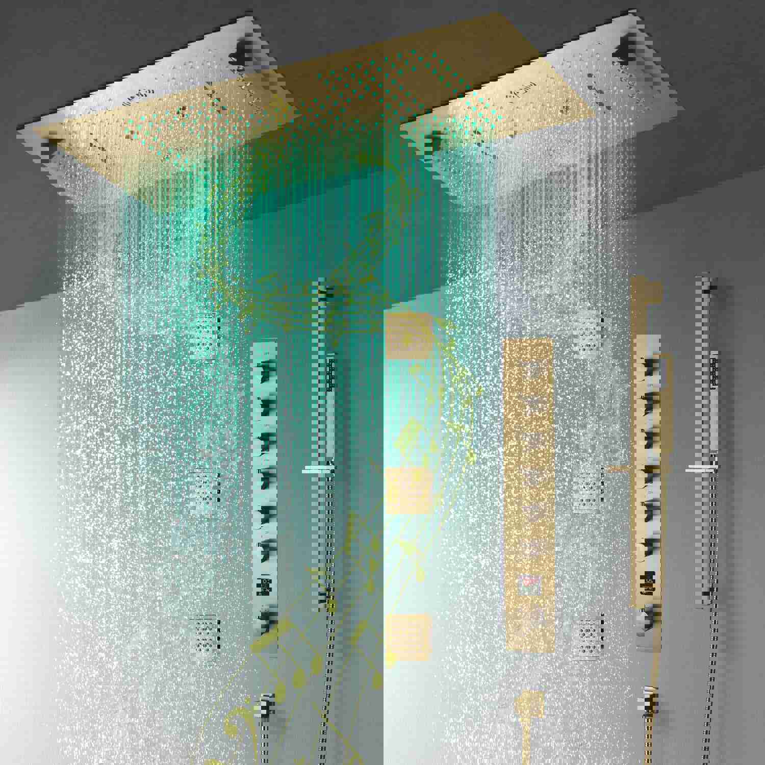 MONTANA 36X16 Complete Luxury LED Music Shower System with Digital Display Thermostatic Valve