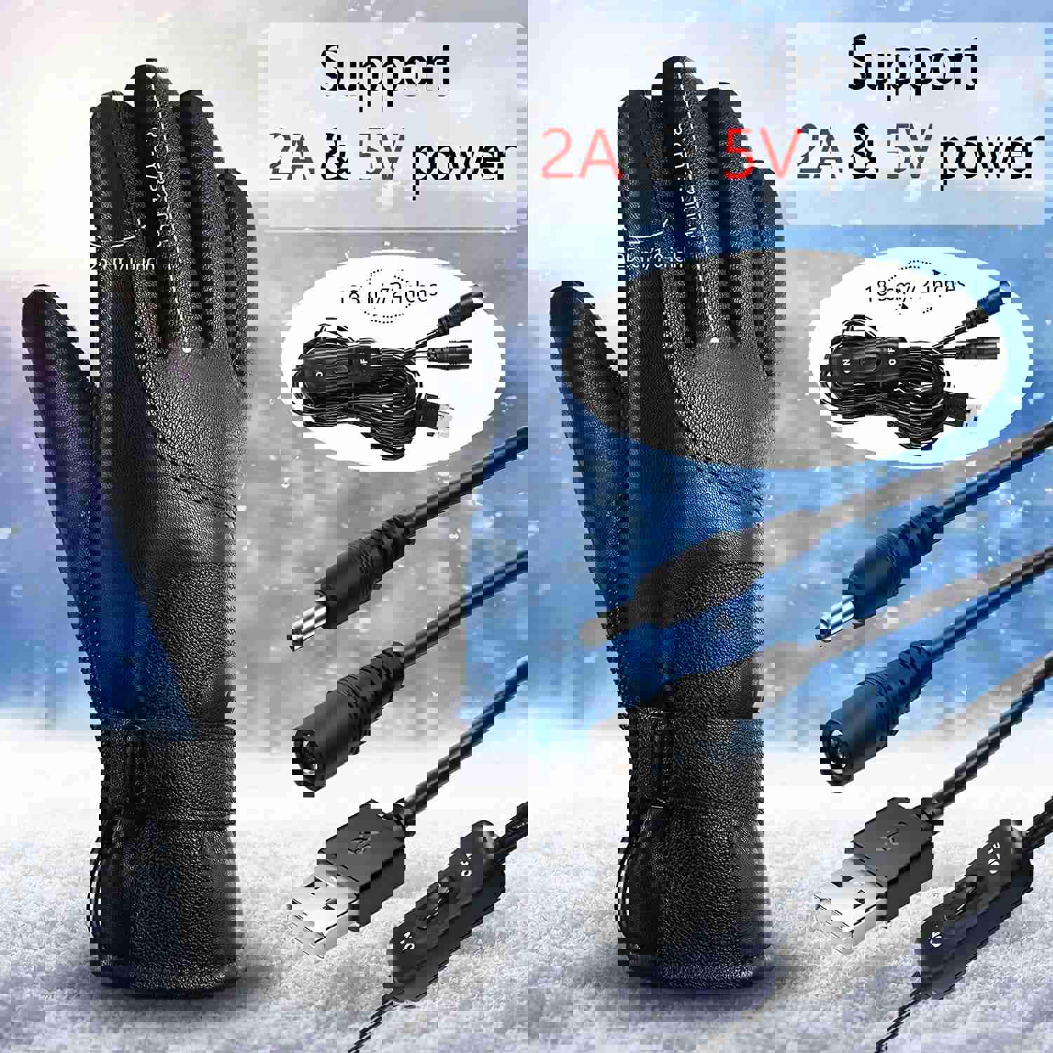 Unisex USB Heated Touch Screen Waterproof Gloves for Outdoor Activities