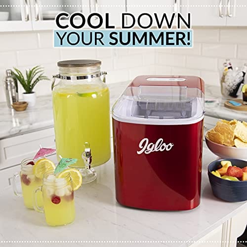 Igloo ICEB26RR Automatic Portable Electric Countertop Ice Maker Machine, 26 Pounds in 24 Hours, 9 Ice Cubes in 7 Minutes