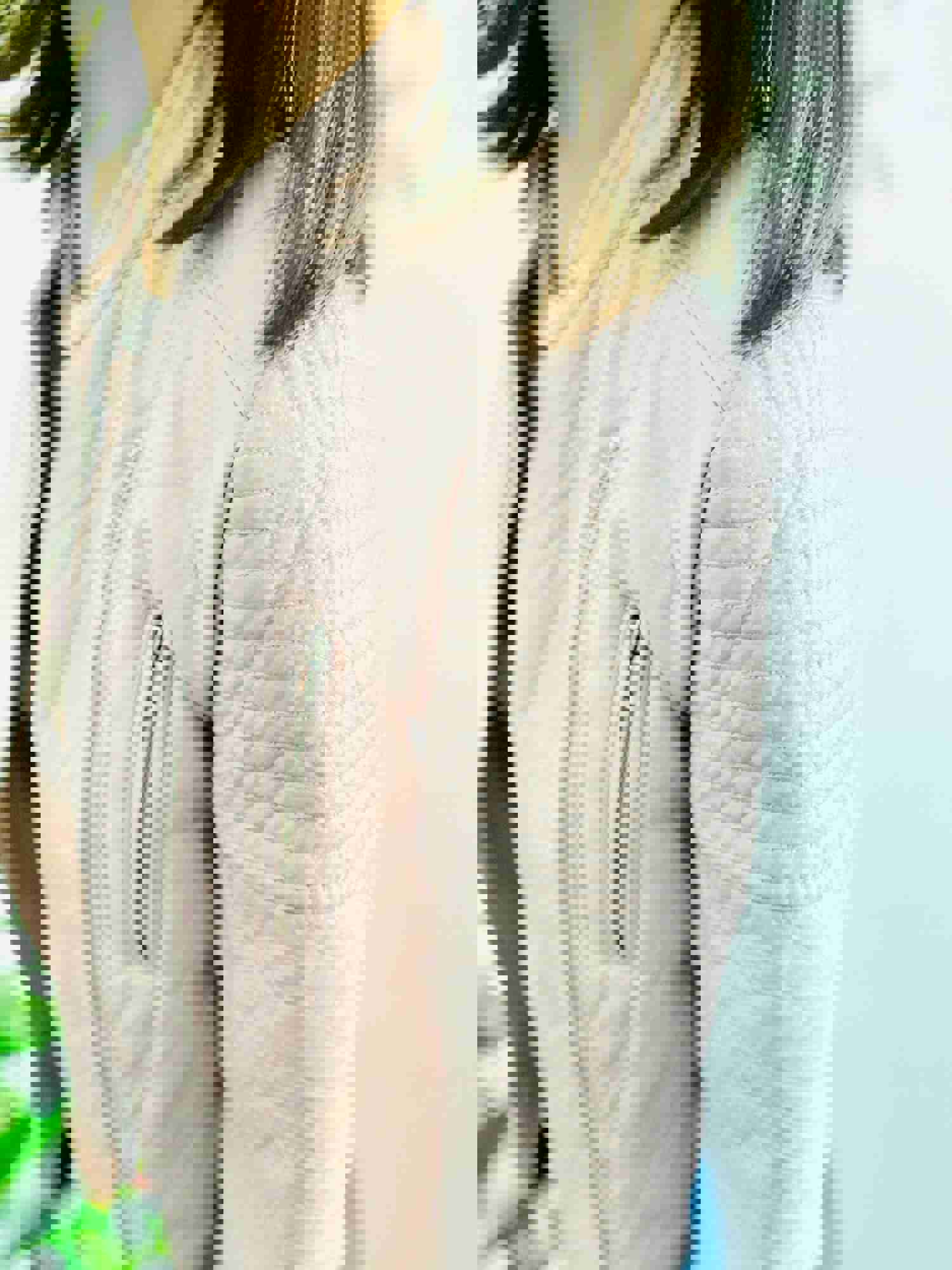 Pastel Pink Faux Leather Motorcycle Jacket