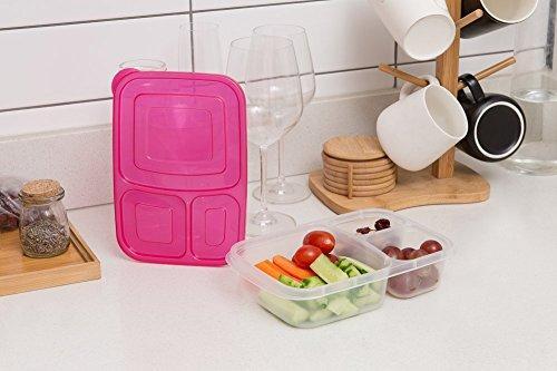 Bento Lunch Boxes, 3-Compartment Meal Prep Containers with Lids, 7 Pack BPA Free, LeakProof, Reusable