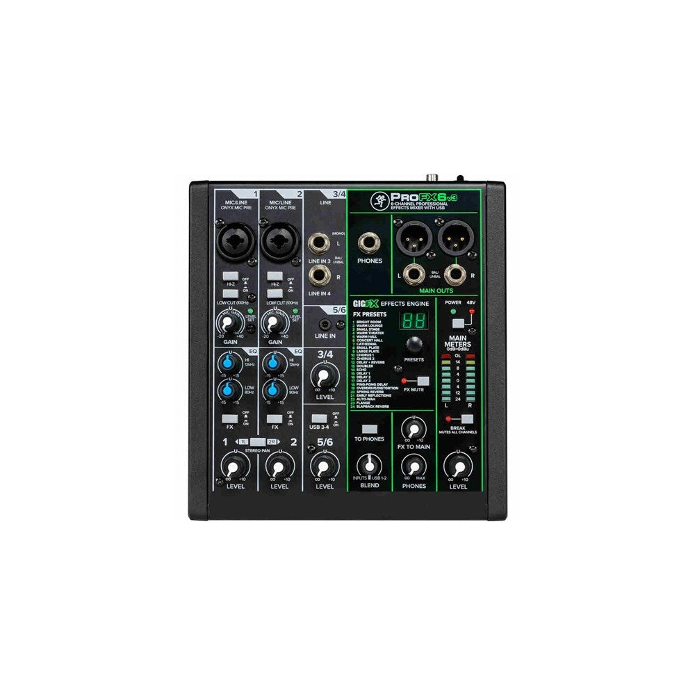 Mackie Performer Bundle - ProFX6v3 Effects Mixer, Two EM-89D Microphones & MC-100 Headphone