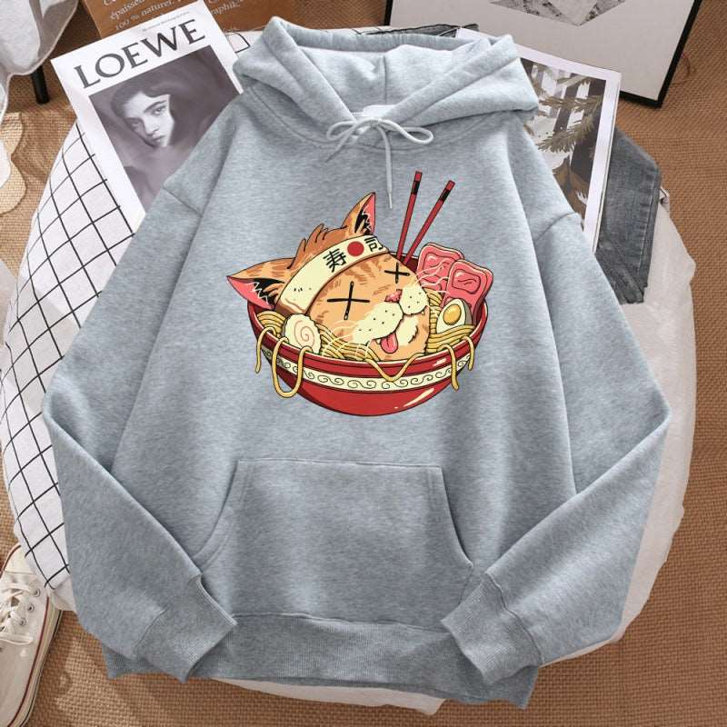 Cat Ramen Long Sleeved Hoodie