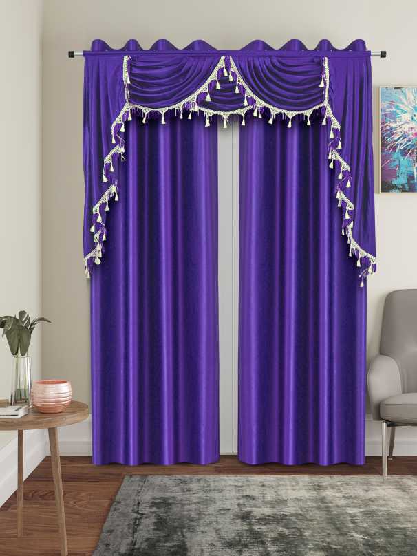 One Triple Waterfall Valance with Swag - 15 Colors Available
