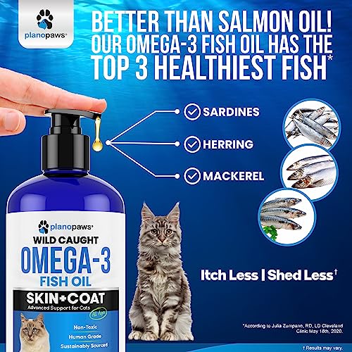 Omega 3 Fish Oil for Cats - Pure Wild Caught Liquid Supplement for Skin, Coat, and Joint Health