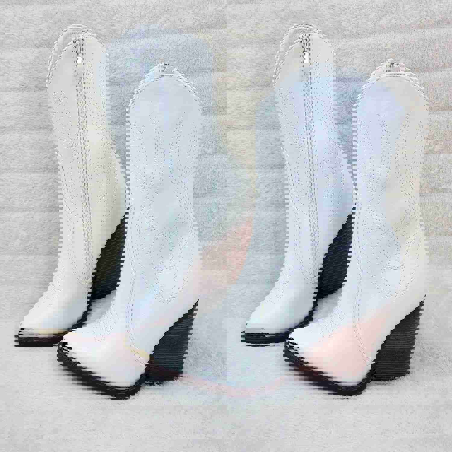 Tallas White Cowgirl Cowboy Ankle Boots Western Block Heels US Sizes 7-11