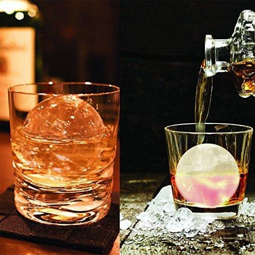Ticent Silicone Ice Cube Trays Set - Sphere & Square Molds for Whiskey & Cocktails (BPA Free, 2-Pack)