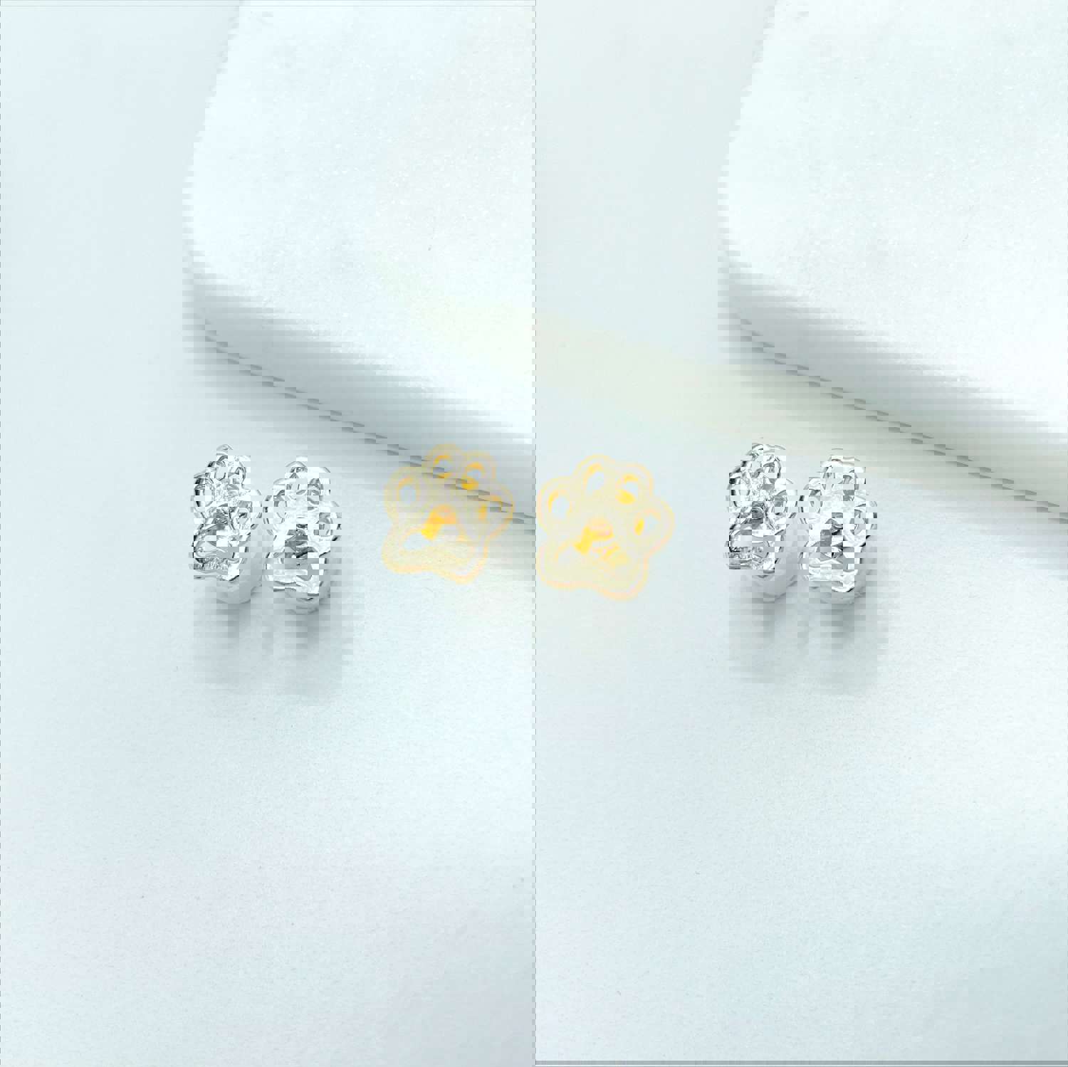 18k Gold Filled Pet Paw Print Stud Earrings - Wholesale Jewelry Supplies