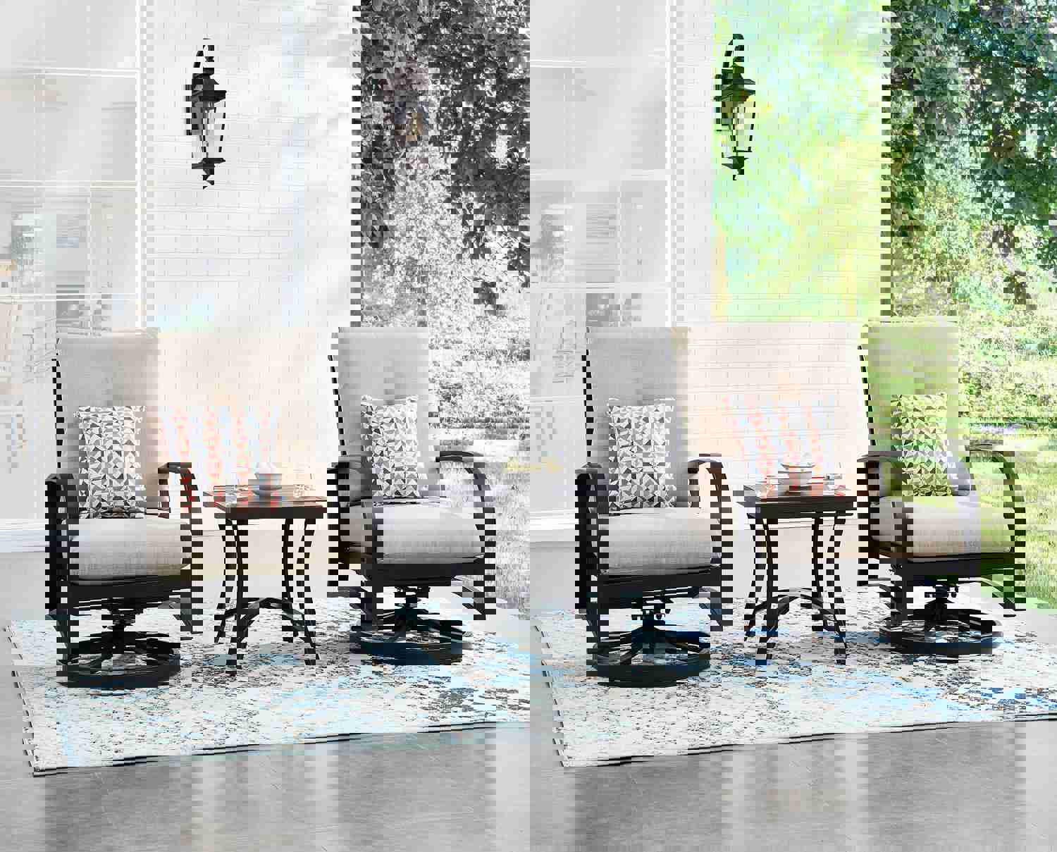 5-Piece Outdoor Aluminum Patio Conversation Set with Swivel Chairs and Sunbrella Cushions