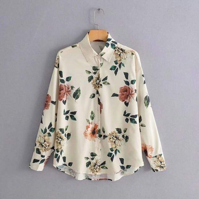 Vintage Fashion Blouse - Polyester, Flannel, Turn-Down Collar