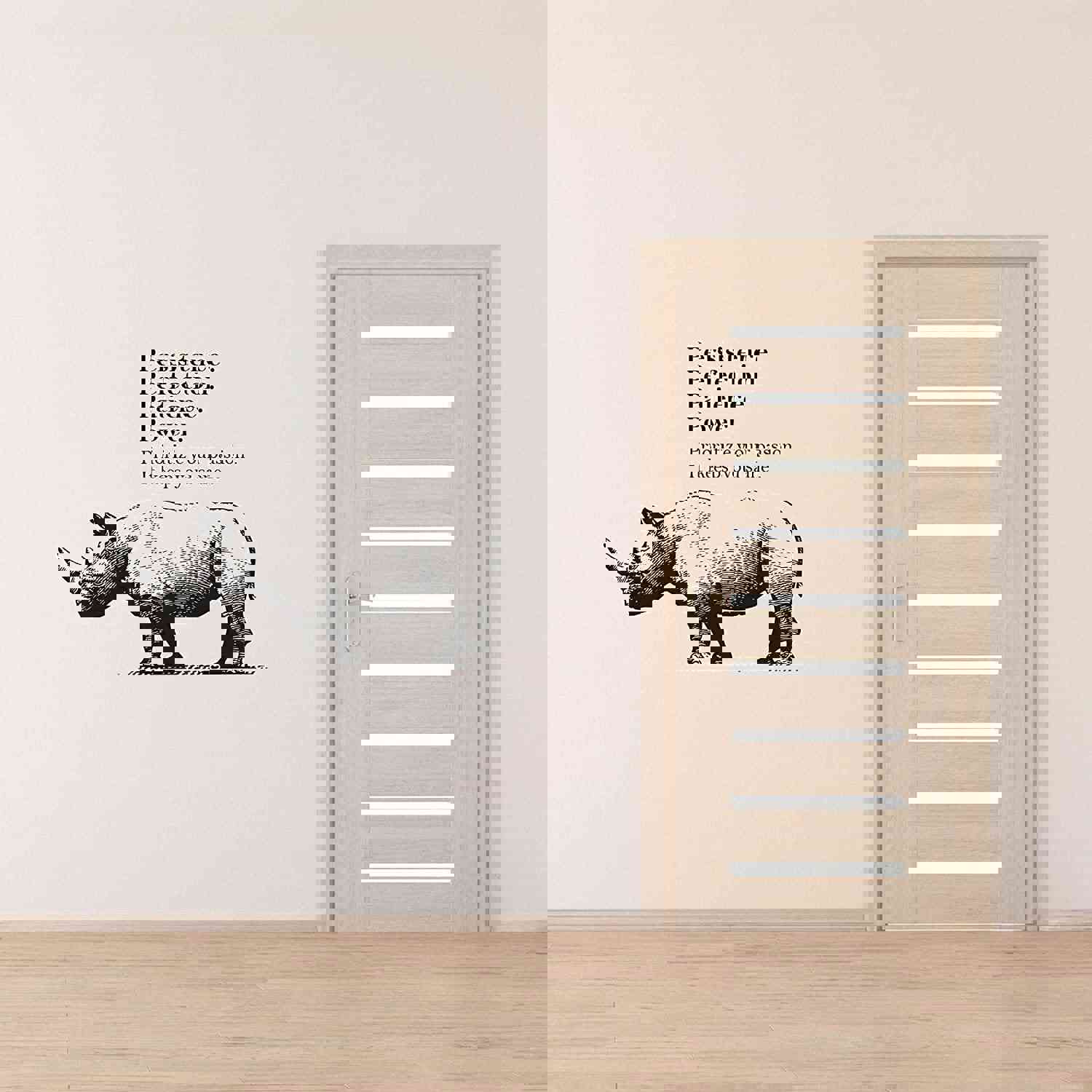 Animal Life Quote Vinyl Wall Sticker Decal - Perfection Rhino Motivation Quote
