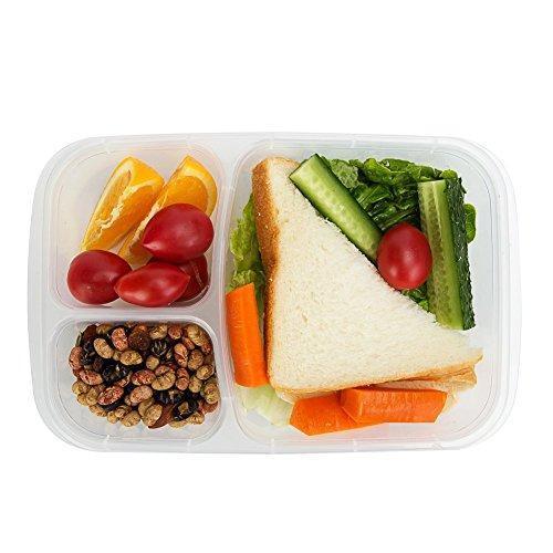 Bento Lunch Boxes, 3-Compartment Meal Prep Containers with Lids, 7 Pack BPA Free, LeakProof, Reusable