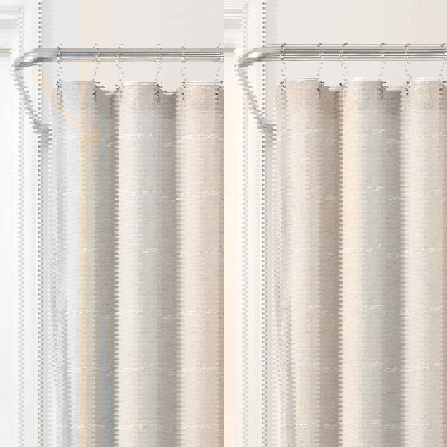 Farmhouse Textured Sheer With Peva Lining Shower Curtain Set
