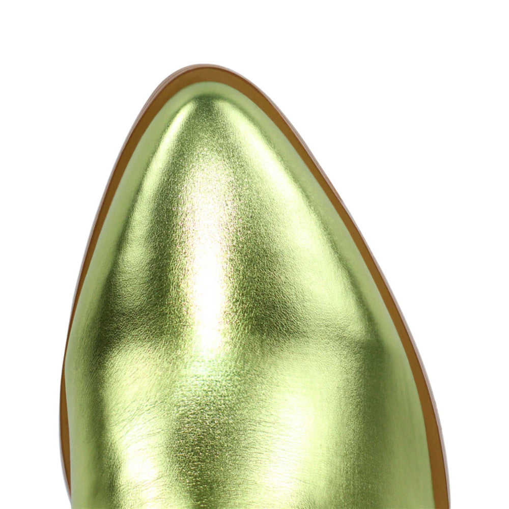 Only Maker Green Embroidered Mid-Calf Western Boots