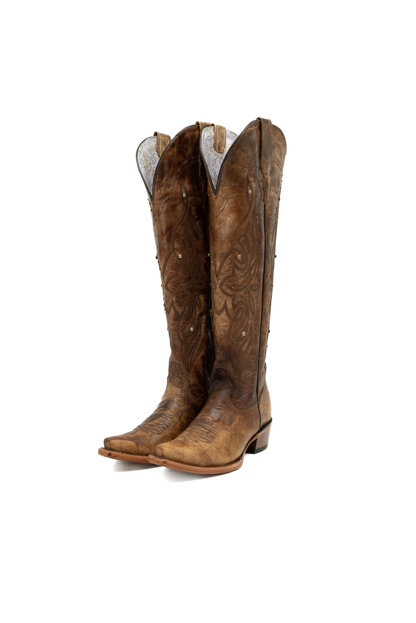 Catalina Vitro Tall Cowgirl Boot - Genuine Leather with Side Zipper