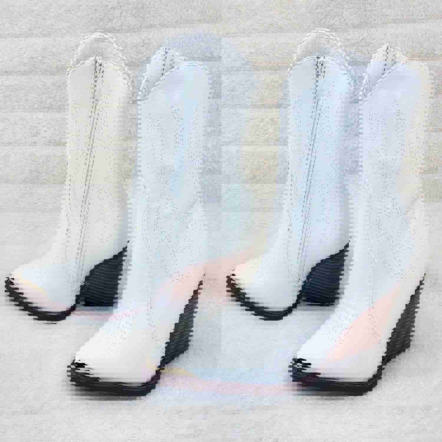 Tallas White Cowgirl Cowboy Ankle Boots Western Block Heels US Sizes 7-11