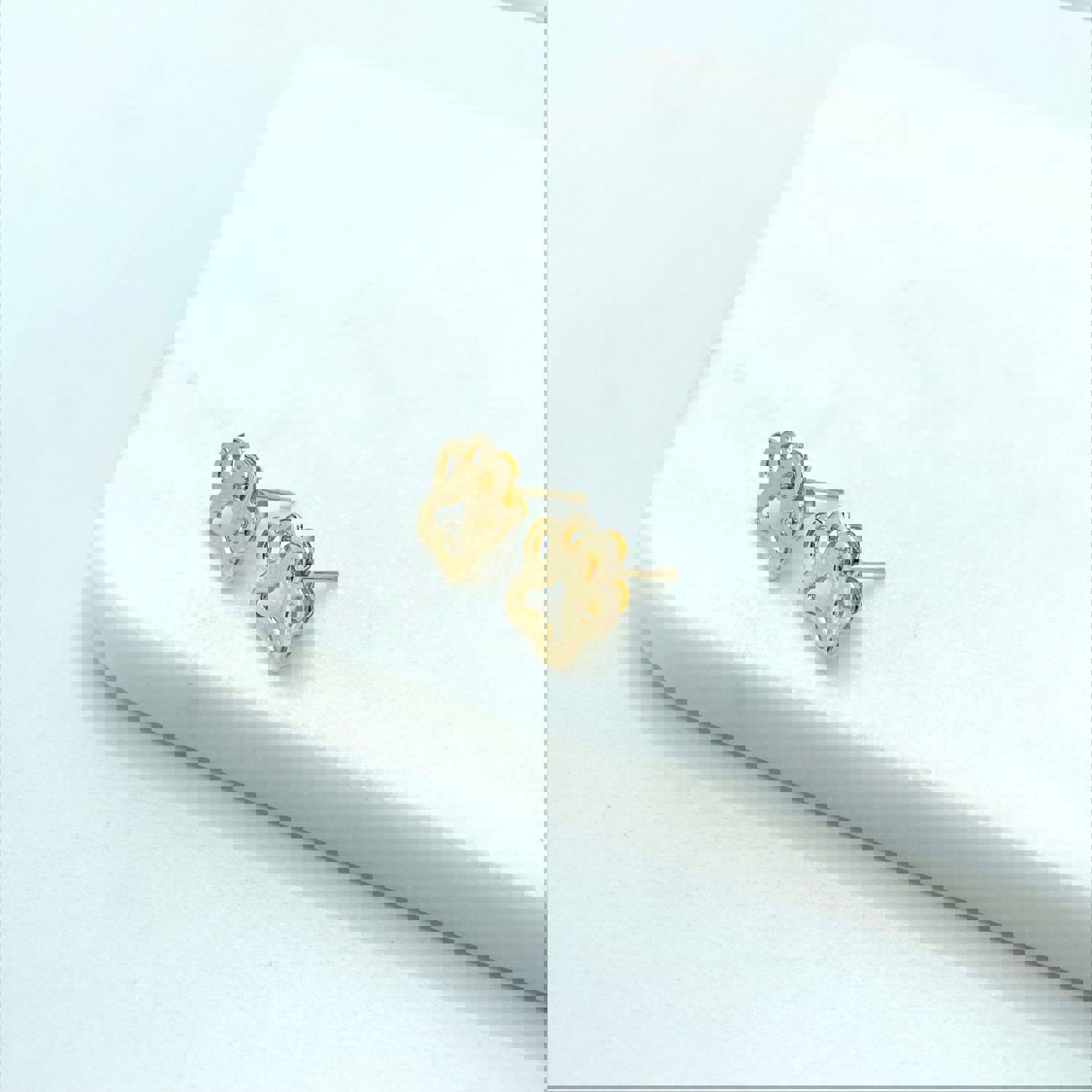 18k Gold Filled Pet Paw Print Stud Earrings - Wholesale Jewelry Supplies