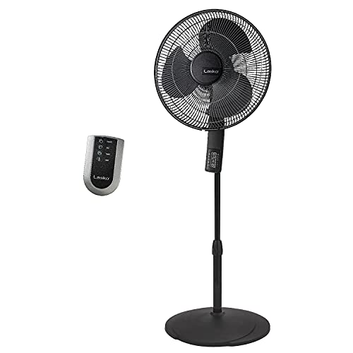 Lasko S16612 Oscillating 16″ Adjustable Pedestal Stand Fan with Timer, Thermostat and Remote