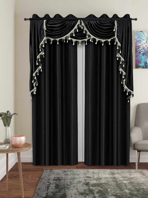 One Triple Waterfall Valance with Swag - 15 Colors Available
