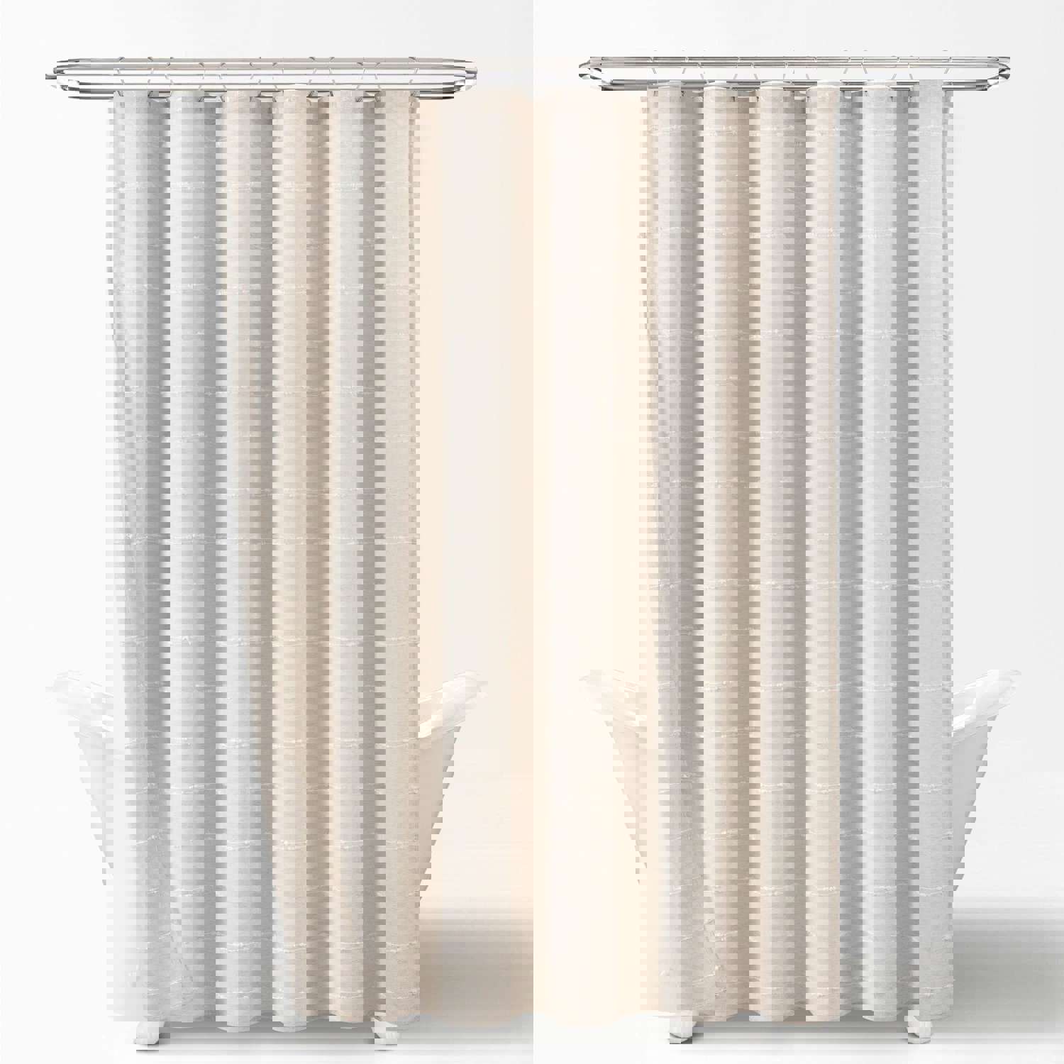 Farmhouse Textured Sheer With Peva Lining Shower Curtain Set