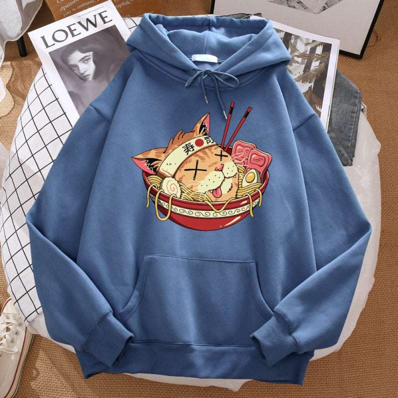 Cat Ramen Long Sleeved Hoodie