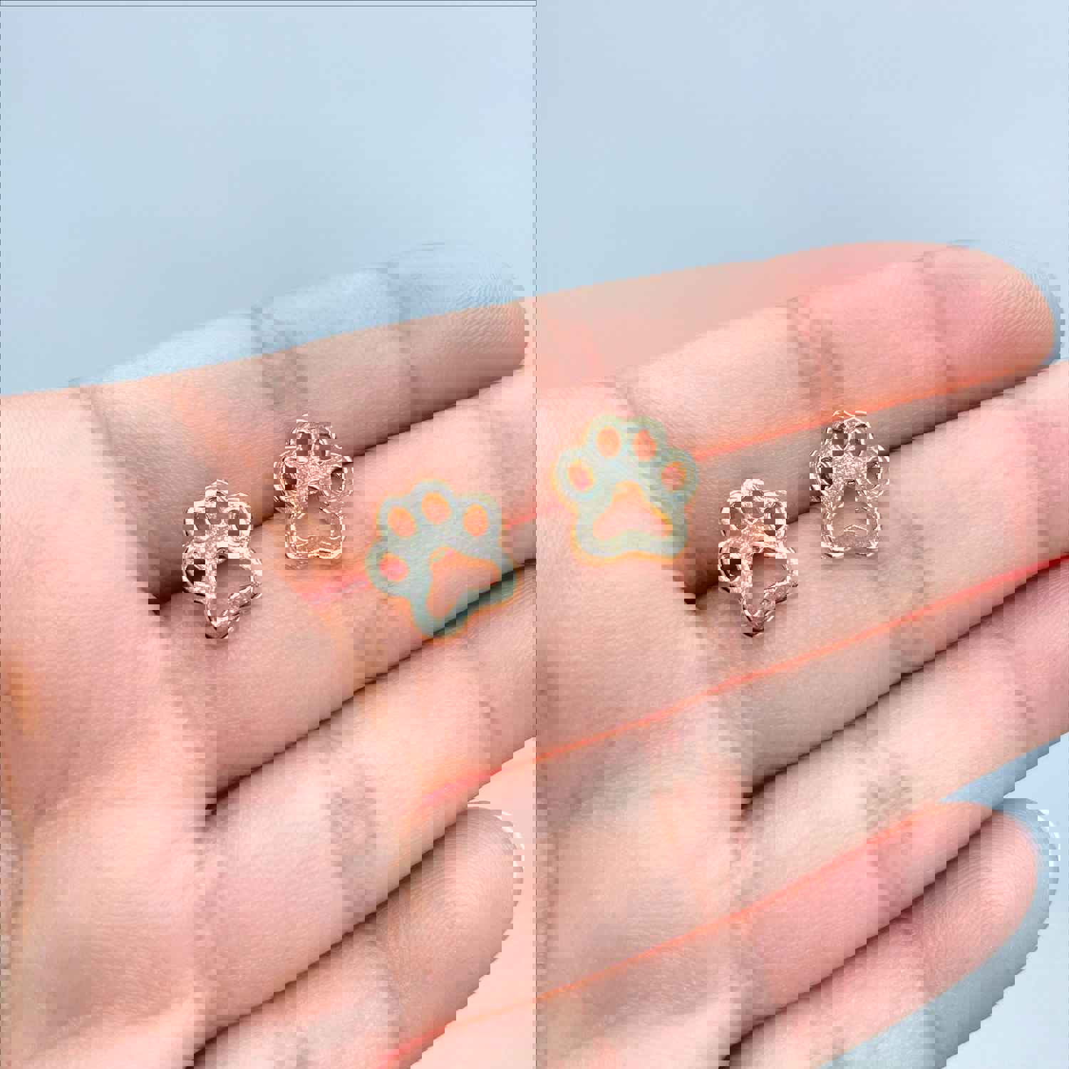 18k Gold Filled Pet Paw Print Stud Earrings - Wholesale Jewelry Supplies