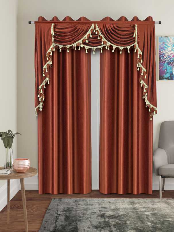 One Triple Waterfall Valance with Swag - 15 Colors Available