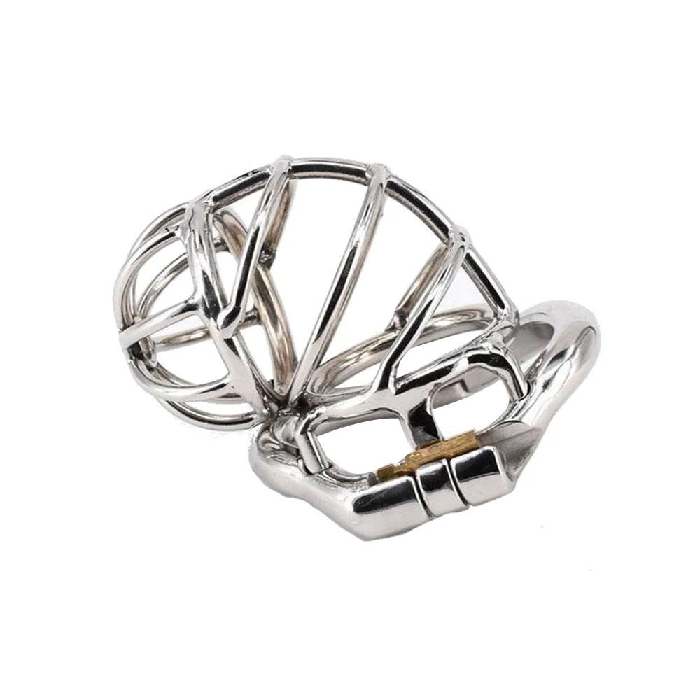 High-Quality Stainless Steel Metal Chastity Device with Brass Padlock