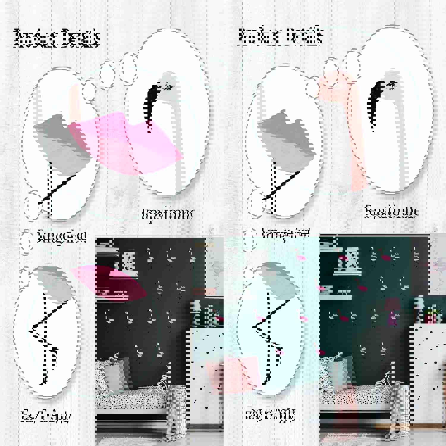 Flamingo Lips Wall Decals - Fun and Whimsy Peel and Stick Decals