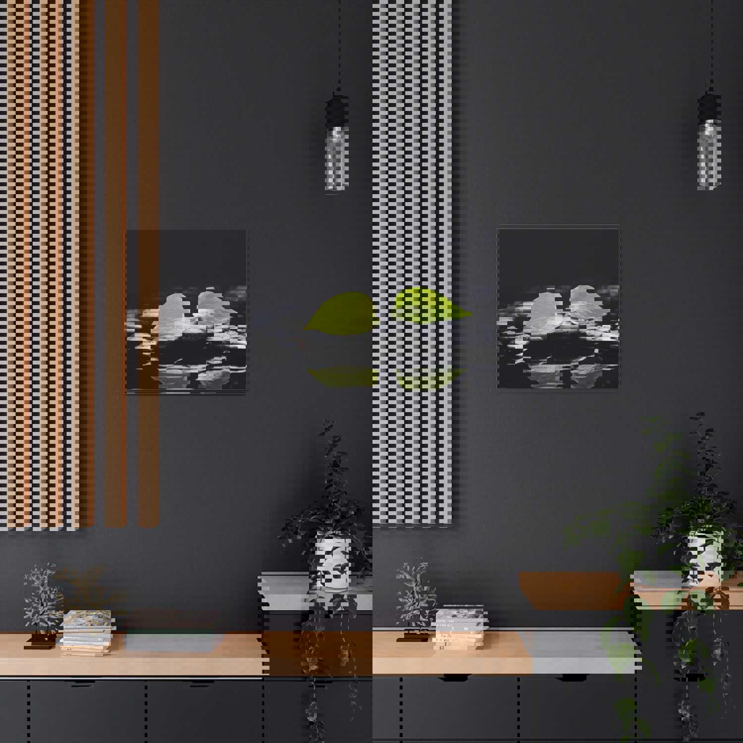 Green Leaf with Stones Forest Floral Nature Photography Canvas Wall Art for Home Decor