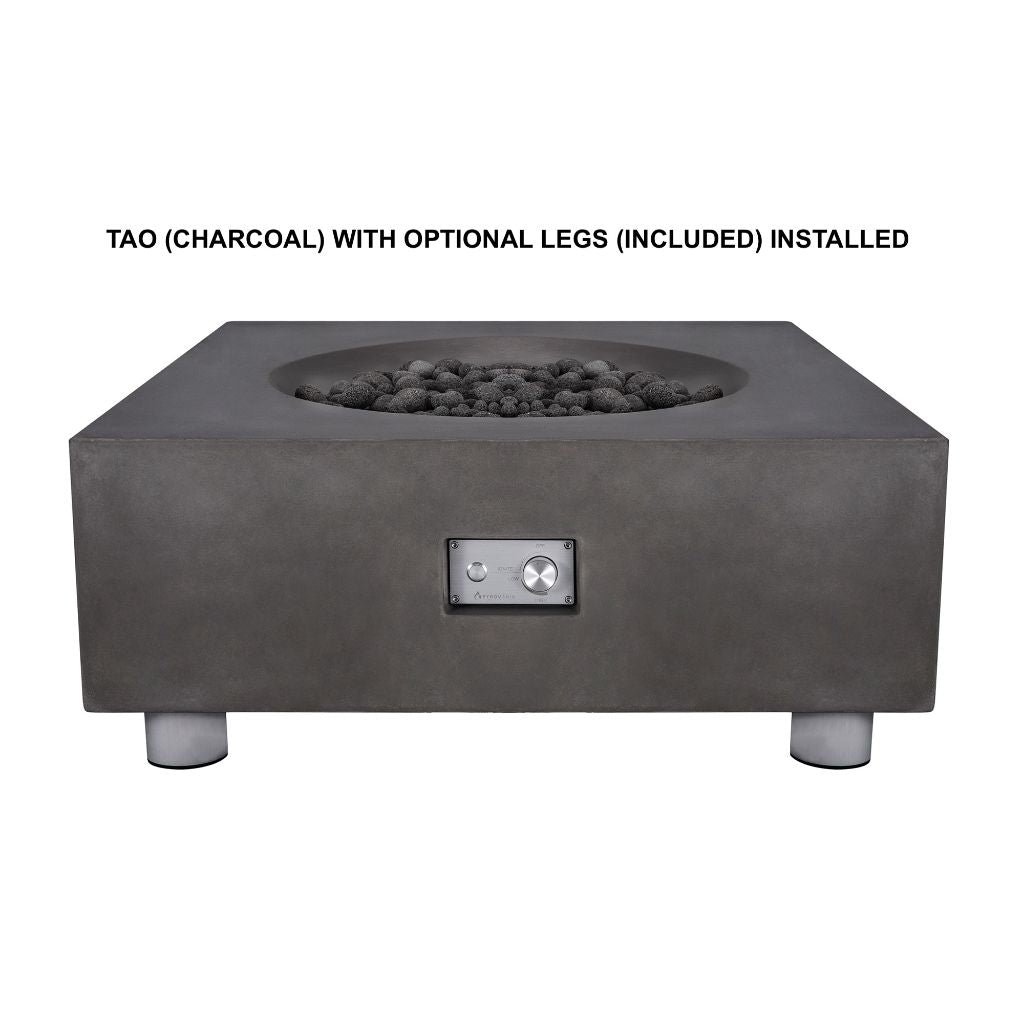 PyroMania Tao 41 Rectangular Charcoal Outdoor Natural Gas Fire Pit Table