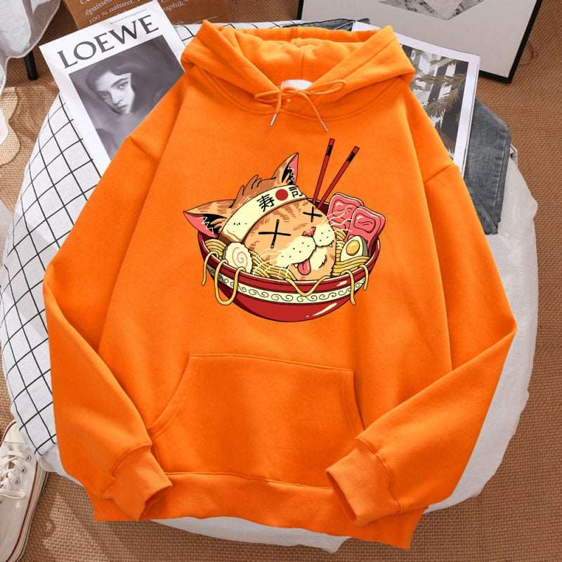 Cat Ramen Long Sleeved Hoodie