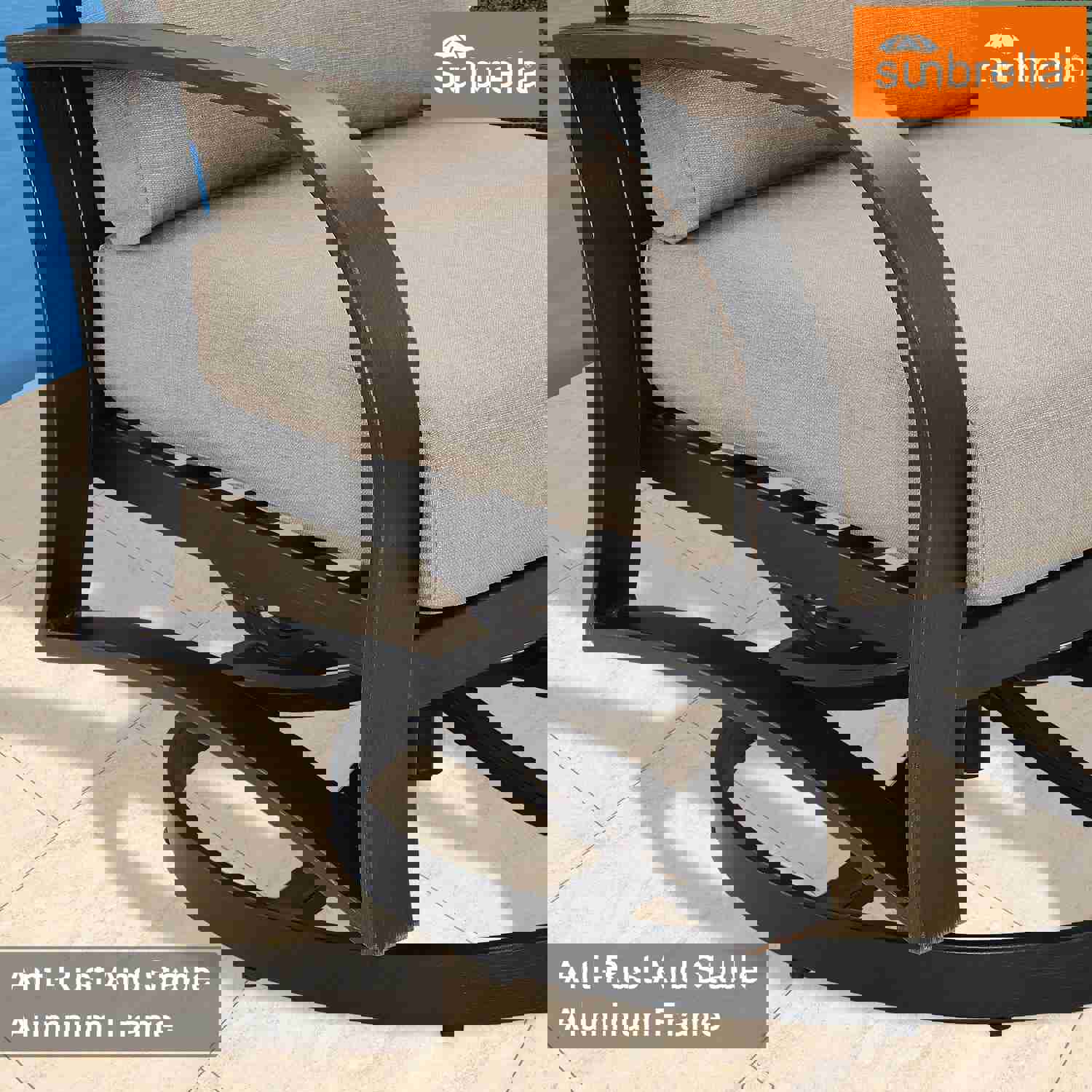 5-Piece Outdoor Aluminum Patio Conversation Set with Swivel Chairs and Sunbrella Cushions