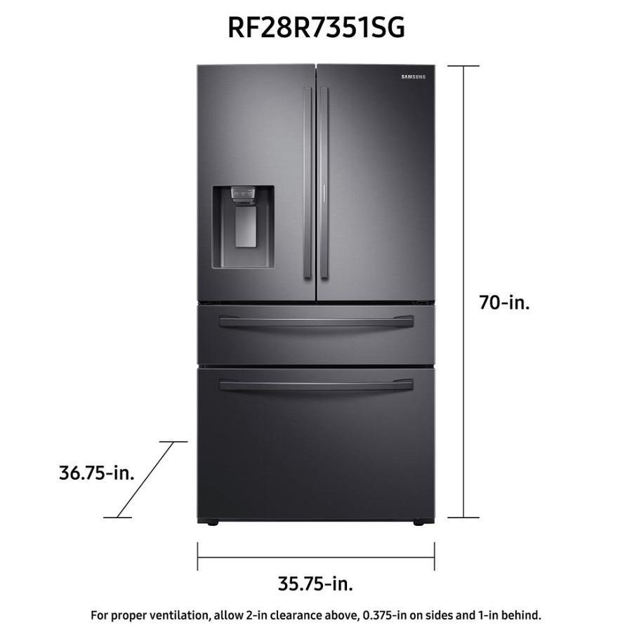 Samsung Food Showcase 28-cu ft 4-Door French Door Refrigerator with Ice Maker and Fingerprint-Resistant Black Stainless Steel