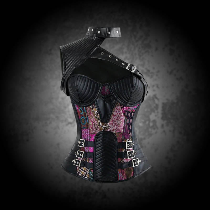 Victoria Black Leather Longline Corset