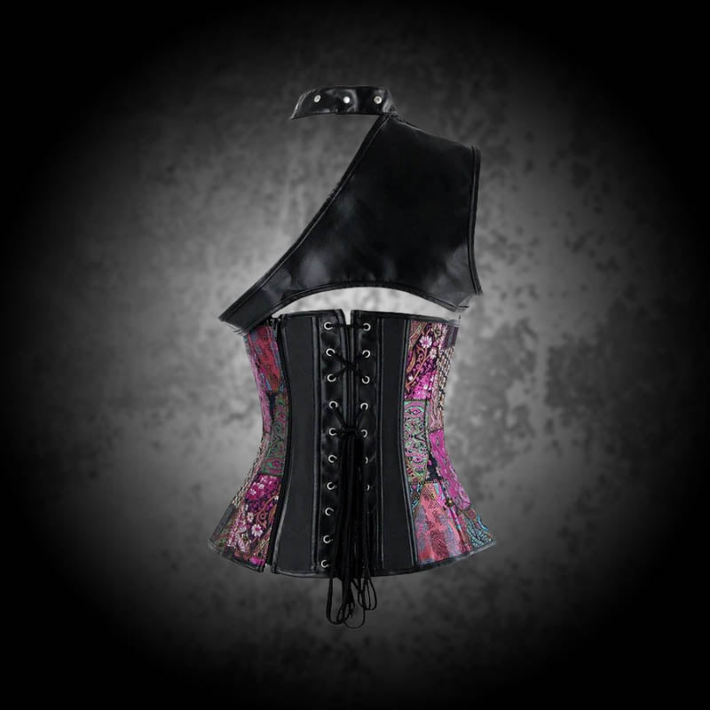 Victoria Black Leather Longline Corset