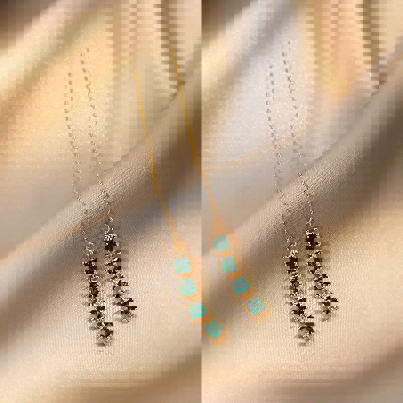 Exquisite Copper Inlaid Zircon Green Square Earrings for Women