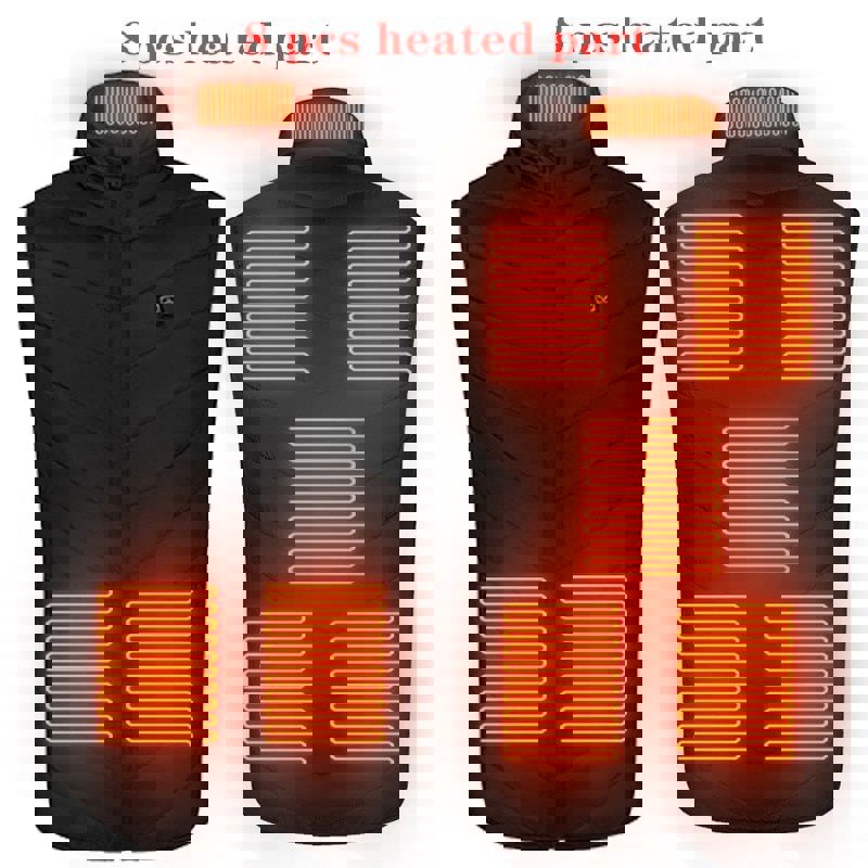 USB Heated Vest for Men and Women - Thermal Winter Jacket with 17/11 Heating Points (Black, S-6XL)