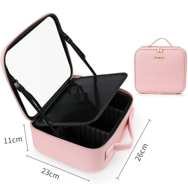 Smart LED Cosmetic Case With Mirror - Large Capacity Fashion Portable Makeup Bag