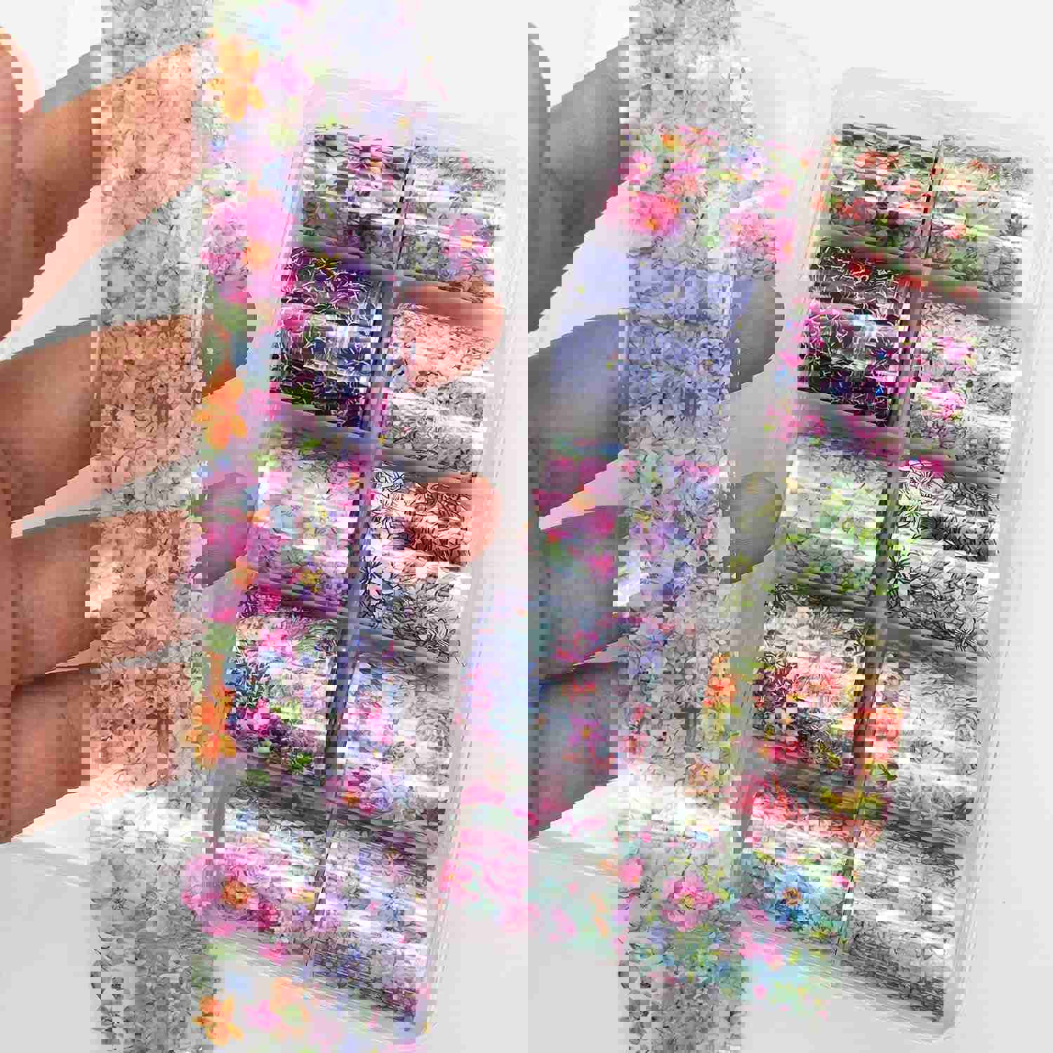 LoveOurHome 30 Sheet Nail Art Foil Transfer Stickers - Floral & Holographic Design for DIY Manicure