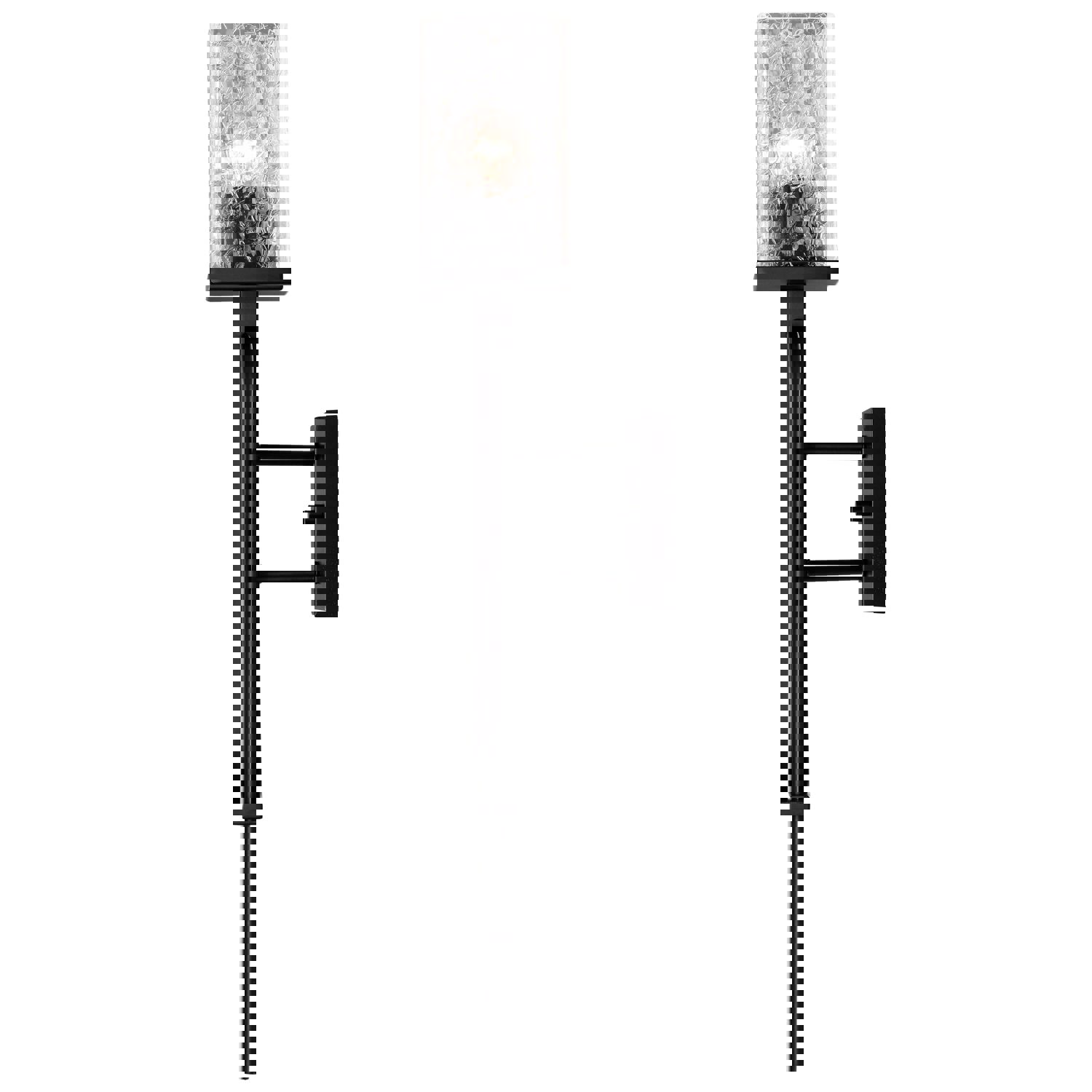 SATCO/NUVO Terrace 1 Light Wall Sconce Matte Black Finish Crackel Glass (60-7748)