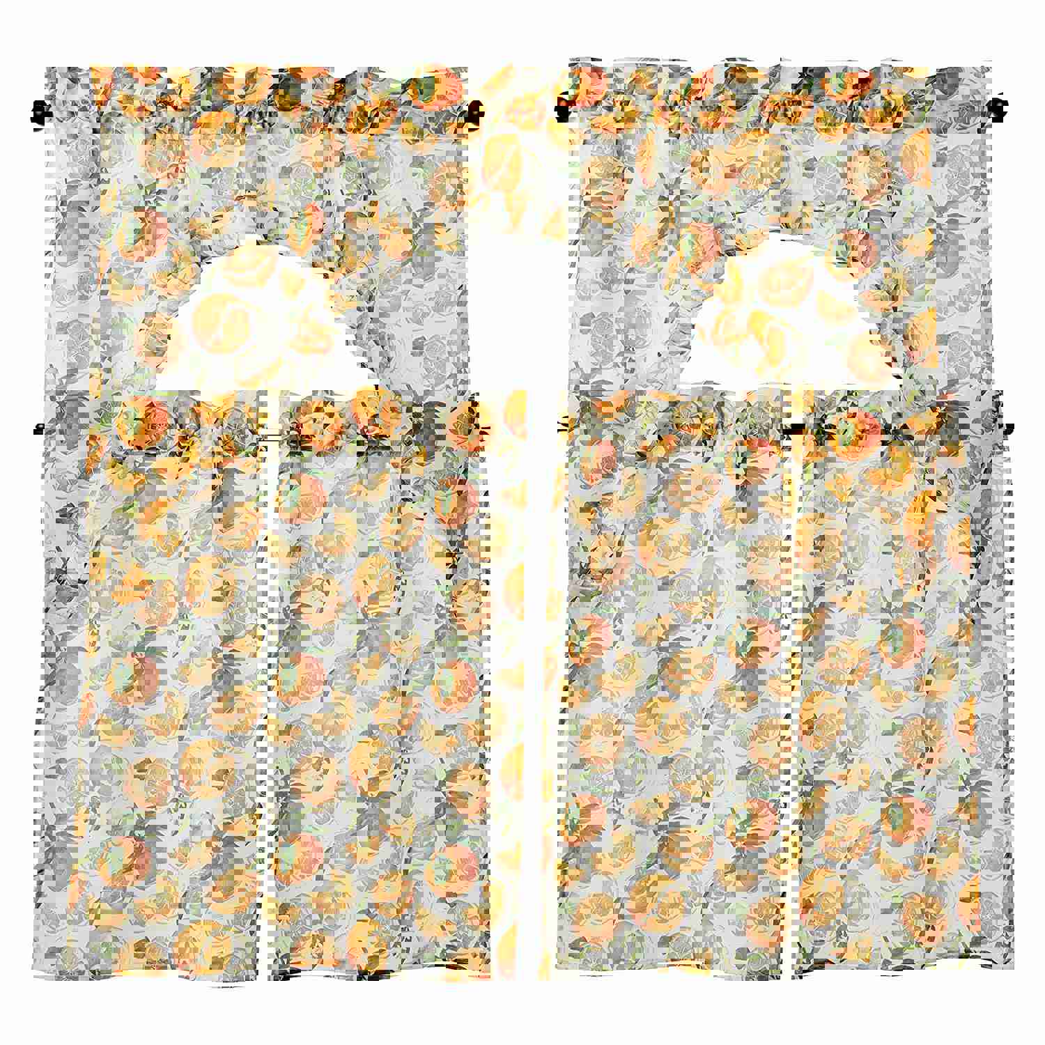 European Oranges Kitchen Curtain Set - Swag & Tiers for Stylish Home Decor