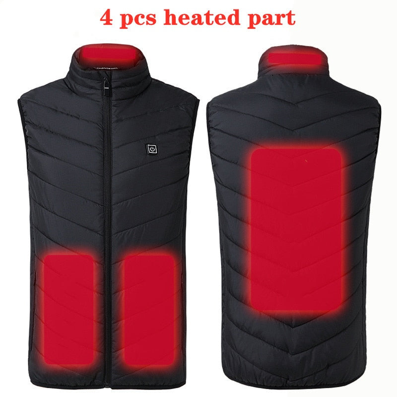 USB Heated Vest for Men and Women - Thermal Winter Jacket with 17/11 Heating Points (Black, S-6XL)