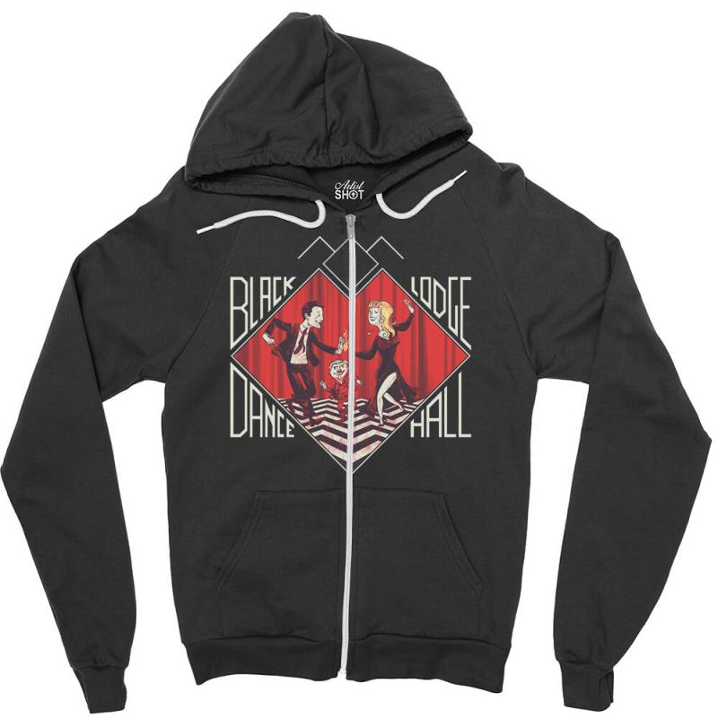 Black Lodge Dance Hall Zipper Hoodie by MDK ART