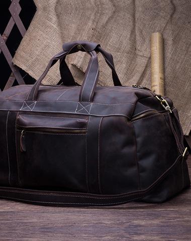 Vintage Leather Men's Weekender Travel Duffle Bag